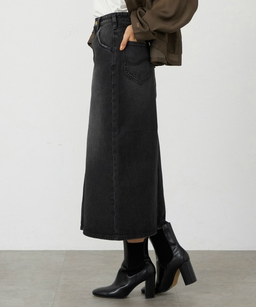 Lee（リー）の「リニューアル Lee BABE ストレッチ/ミドル丈デニムスカート 【豊富なサイズ展開XS-XL】（デニムスカート・レディース・インディゴブルー/ライトインディゴブルー/ブラック系その他・X-SMALL/MEDIUM/LARGE/X-LARGE/SMALL）」の16枚目の写真