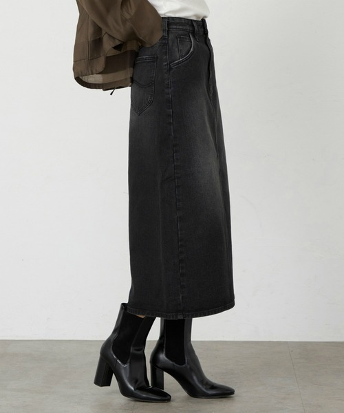 Lee（リー）の「リニューアル Lee BABE ストレッチ/ミドル丈デニムスカート 【豊富なサイズ展開XS-XL】（デニムスカート・レディース・インディゴブルー/ライトインディゴブルー/ブラック系その他・X-SMALL/MEDIUM/LARGE/X-LARGE/SMALL）」の17枚目の写真