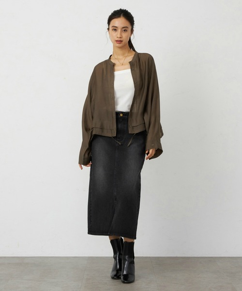 Lee（リー）の「リニューアル Lee BABE ストレッチ/ミドル丈デニムスカート 【豊富なサイズ展開XS-XL】（デニムスカート・レディース・インディゴブルー/ライトインディゴブルー/ブラック系その他・X-SMALL/MEDIUM/LARGE/X-LARGE/SMALL）」の20枚目の写真