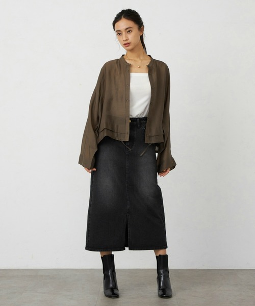 Lee（リー）の「リニューアル Lee BABE ストレッチ/ミドル丈デニムスカート 【豊富なサイズ展開XS-XL】（デニムスカート・レディース・インディゴブルー/ライトインディゴブルー/ブラック系その他・X-SMALL/MEDIUM/LARGE/X-LARGE/SMALL）」の21枚目の写真