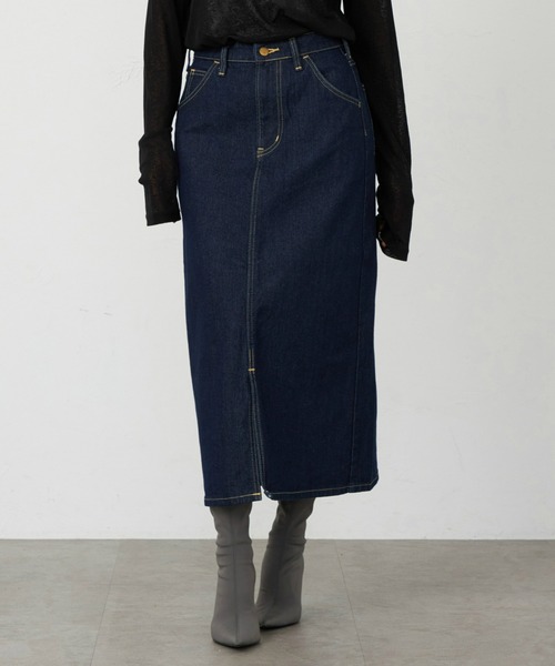 Lee（リー）の「リニューアル Lee BABE ストレッチ/ミドル丈デニムスカート 【豊富なサイズ展開XS-XL】（デニムスカート・レディース・インディゴブルー/ライトインディゴブルー/ブラック系その他・X-SMALL/MEDIUM/LARGE/X-LARGE/SMALL）」の8枚目の写真