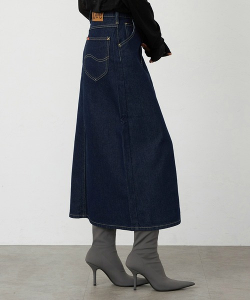 Lee（リー）の「リニューアル Lee BABE ストレッチ/ミドル丈デニムスカート 【豊富なサイズ展開XS-XL】（デニムスカート・レディース・インディゴブルー/ライトインディゴブルー/ブラック系その他・X-SMALL/MEDIUM/LARGE/X-LARGE/SMALL）」の10枚目の写真
