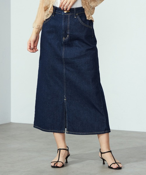 Lee（リー）の「Lee/リー リニューアル Lee BABE ストレッチ/ミドル丈デニムスカート 【豊富なサイズ展開XS-XL】（デニムスカート・レディース・インディゴブルー/ライトインディゴブルー/ブラック系その他・X-SMALL/MEDIUM/LARGE/X-LARGE/SMALL）」の22枚目の写真