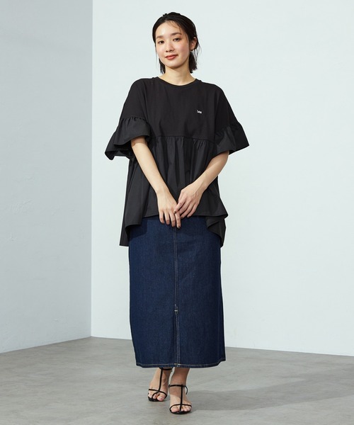 Lee（リー）の「Lee/リー リニューアル Lee BABE ストレッチ/ミドル丈デニムスカート 【豊富なサイズ展開XS-XL】（デニムスカート・レディース・インディゴブルー/ライトインディゴブルー/ブラック系その他・X-SMALL/MEDIUM/LARGE/X-LARGE/SMALL）」の17枚目の写真