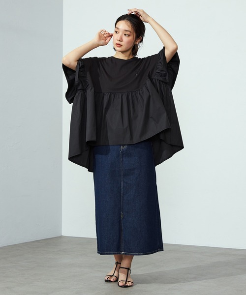 Lee（リー）の「Lee/リー リニューアル Lee BABE ストレッチ/ミドル丈デニムスカート 【豊富なサイズ展開XS-XL】（デニムスカート・レディース・インディゴブルー/ライトインディゴブルー/ブラック系その他・X-SMALL/MEDIUM/LARGE/X-LARGE/SMALL）」の16枚目の写真