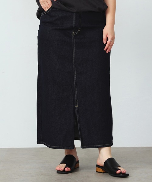 Lee（リー）の「Lee/リー リニューアル Lee BABE ストレッチ/ミドル丈デニムスカート 【豊富なサイズ展開XS-XL】（デニムスカート・レディース・インディゴブルー/ライトインディゴブルー/ブラック系その他・X-SMALL/MEDIUM/LARGE/X-LARGE/SMALL）」の9枚目の写真
