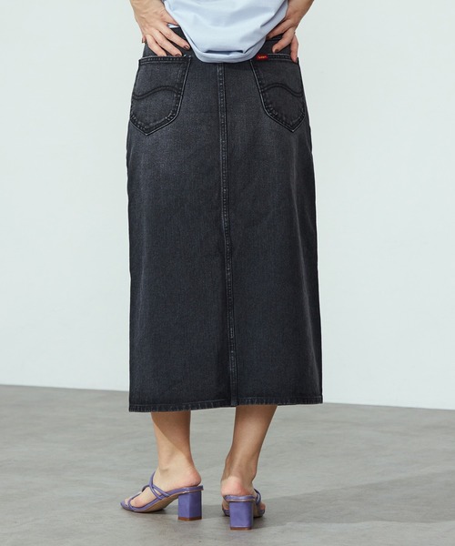 Lee（リー）の「Lee/リー リニューアル Lee BABE ストレッチ/ミドル丈デニムスカート 【豊富なサイズ展開XS-XL】（デニムスカート・レディース・インディゴブルー/ライトインディゴブルー/ブラック系その他・X-SMALL/MEDIUM/LARGE/X-LARGE/SMALL）」の4枚目の写真