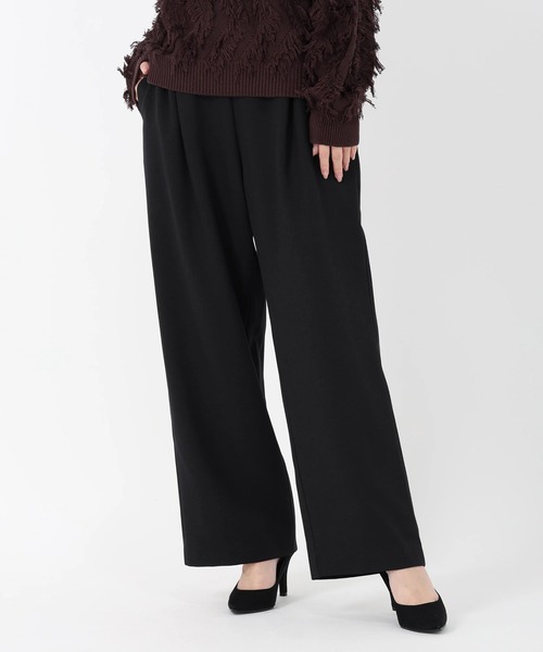 STRAWBERRY-FIELDS（ストロベリーフィールズ）の「プルックツイル_タックイージーパンツ（スラックス・レディース・ブラック/オフホワイト/グレー・1/2）」の2枚目の写真