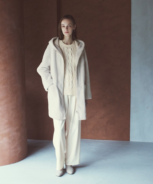 STRAWBERRY-FIELDS（ストロベリーフィールズ）の「プルックツイル_タックイージーパンツ（スラックス・レディース・ブラック/オフホワイト/グレー・1/2）」の4枚目の写真