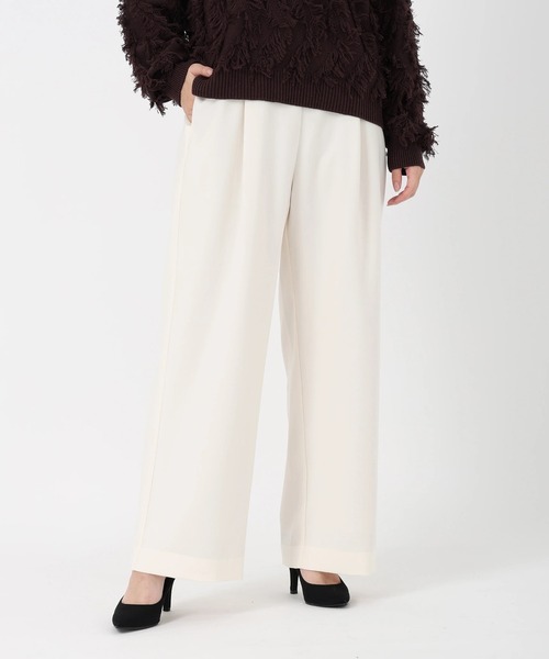 STRAWBERRY-FIELDS（ストロベリーフィールズ）の「プルックツイル_タックイージーパンツ（スラックス・レディース・ブラック/オフホワイト/グレー・1/2）」の6枚目の写真