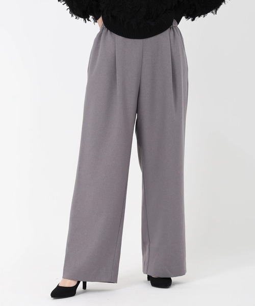 STRAWBERRY-FIELDS（ストロベリーフィールズ）の「プルックツイル_タックイージーパンツ（スラックス・レディース・ブラック/オフホワイト/グレー・1/2）」の7枚目の写真