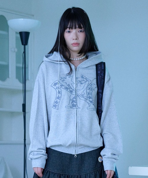 A'GEM/9 エージェムナイン ジップアップ 刺繍パーカー フリーサイズ パーカー│1page｜通常価格│A'GEM/9×.KOM【公式】｜韓国・ストリート