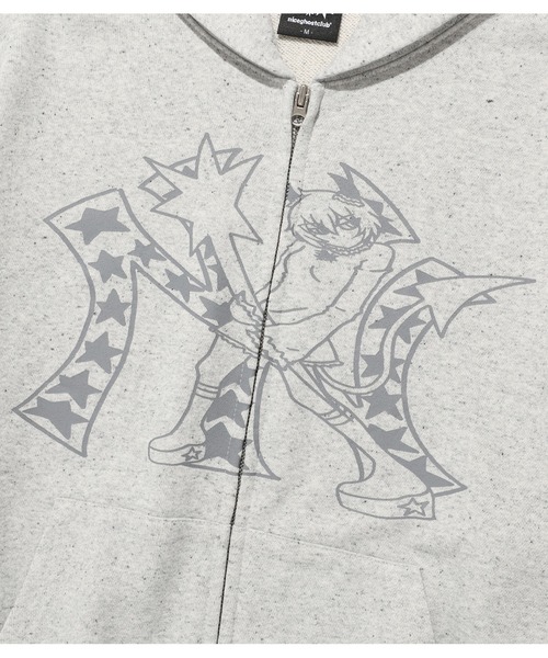 NICE GHOST CLUB（ナイスゴーストクラブ）の「A'GEM/9 × .kom 『NICE GHOST CLUB/ナイスゴーストクラブ』CHAOS GIRL HOODIE ZIP UP/アイコンガールデザイン ジップアップパーカー（パーカー・レディース・チャコールグレー/グレー・M）」の21枚目の写真