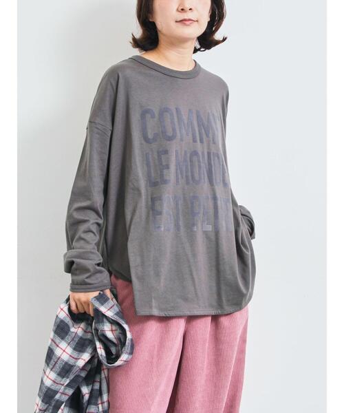SM2(エスエムツー)の「アソートロゴロンT(Tシャツ/カットソー・レディース・オフホワイト/チャコールグレー/キナリ・F)」の3枚目の写真
