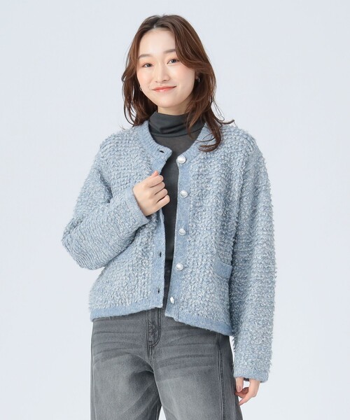 BEAMS HEART(ビームスハート)の「ループ編み カーディガン(カーディガン/ボレロ・レディース・サックスブルー/ブラック/ベージュ・FREE)」の3枚目の写真