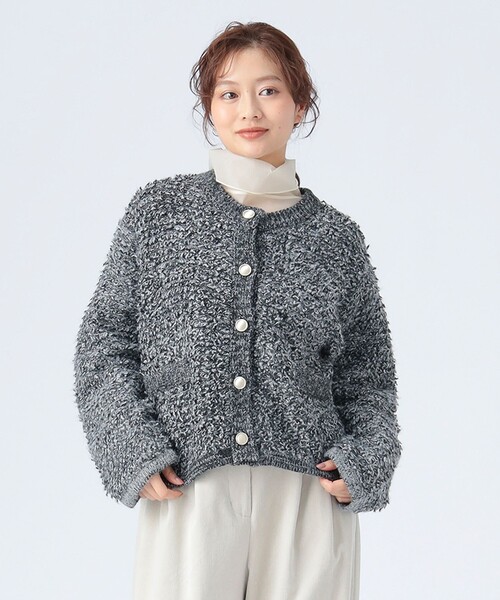 BEAMS HEART(ビームスハート)の「ループ編み カーディガン(カーディガン/ボレロ・レディース・サックスブルー/ブラック/ベージュ・FREE)」の1枚目の写真