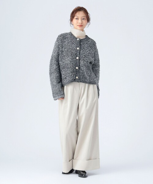 BEAMS HEART(ビームスハート)の「ループ編み カーディガン(カーディガン/ボレロ・レディース・サックスブルー/ブラック/ベージュ・FREE)」の4枚目の写真