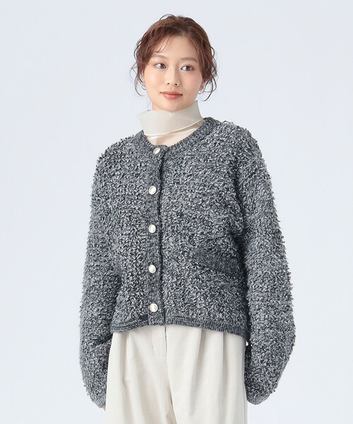 BEAMS HEART(ビームスハート)の「ループ編み カーディガン(カーディガン/ボレロ・レディース・サックスブルー/ブラック/ベージュ・FREE)」の6枚目の写真