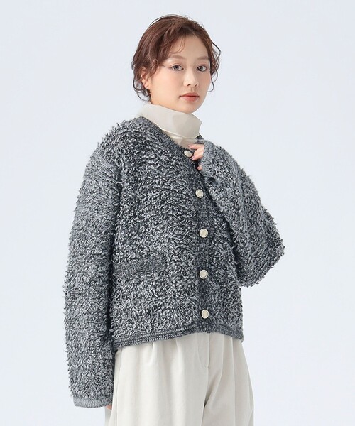 BEAMS HEART(ビームスハート)の「ループ編み カーディガン(カーディガン/ボレロ・レディース・サックスブルー/ブラック/ベージュ・FREE)」の7枚目の写真