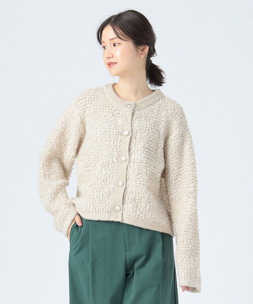 BEAMS HEART(ビームスハート)の「ループ編み カーディガン(カーディガン/ボレロ・レディース・サックスブルー/ブラック/ベージュ・FREE)」の10枚目の写真