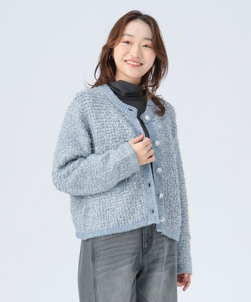 BEAMS HEART(ビームスハート)の「ループ編み カーディガン(カーディガン/ボレロ・レディース・サックスブルー/ブラック/ベージュ・FREE)」の14枚目の写真