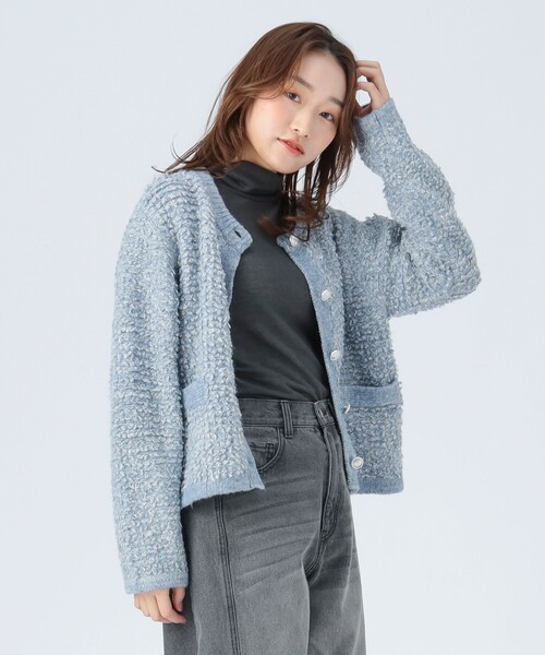 BEAMS HEART(ビームスハート)の「ループ編み カーディガン(カーディガン/ボレロ・レディース・サックスブルー/ブラック/ベージュ・FREE)」の15枚目の写真