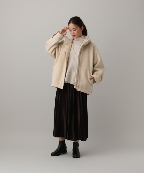 GLOBAL WORK（グローバルワーク）の「MATINEE LINE/ウーリーツイルスタンドブルゾン/603321（ブルゾン・レディース・アイボリー/チャコール・MEDIUM/LARGE）」の3枚目の写真