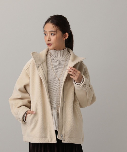 GLOBAL WORK（グローバルワーク）の「MATINEE LINE/ウーリーツイルスタンドブルゾン/603321（ブルゾン・レディース・アイボリー/チャコール・MEDIUM/LARGE）」の5枚目の写真