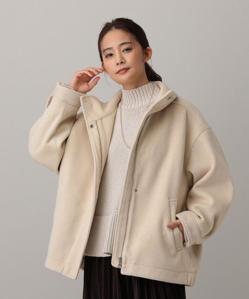 GLOBAL WORK（グローバルワーク）の「MATINEE LINE/ウーリーツイルスタンドブルゾン/603321（ブルゾン・レディース・アイボリー/チャコール・MEDIUM/LARGE）」の6枚目の写真