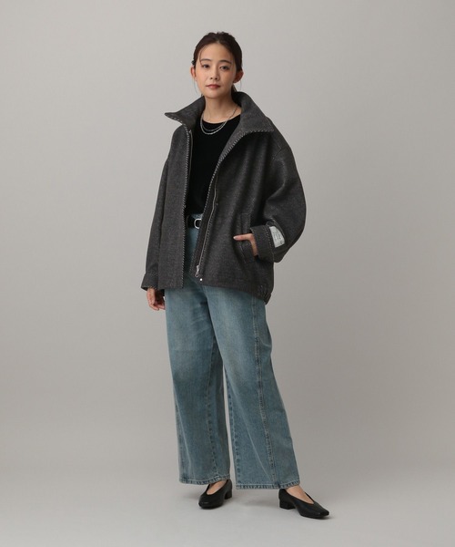 GLOBAL WORK（グローバルワーク）の「MATINEE LINE/ウーリーツイルスタンドブルゾン/603321（ブルゾン・レディース・アイボリー/チャコール・MEDIUM/LARGE）」の7枚目の写真