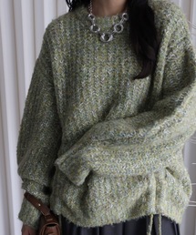 YENNA | 【大人可愛いミックスニット】ミックスシャーリングビックニット(ニット/セーター)