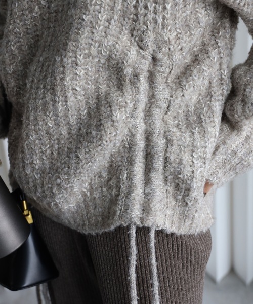 YENNA（イェンナ）の「【大人可愛いミックスニット】ミックスシャーリングビックニット（ニット/セーター・レディース・ベージュ/グリーン/ピンク/ブルー・FREE）」の12枚目の写真