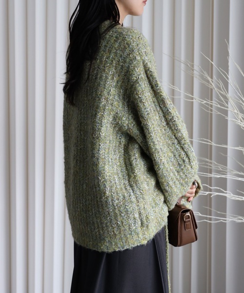 YENNA（イェンナ）の「【大人可愛いミックスニット】ミックスシャーリングビックニット（ニット/セーター・レディース・ベージュ/グリーン/ピンク/ブルー・FREE）」の20枚目の写真