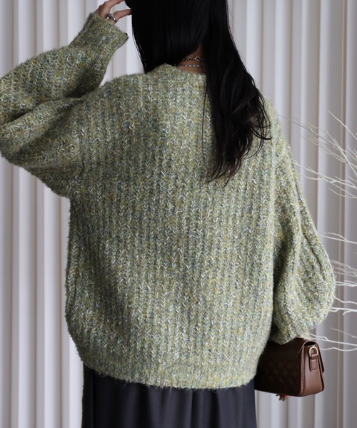 YENNA（イェンナ）の「【大人可愛いミックスニット】ミックスシャーリングビックニット（ニット/セーター・レディース・ベージュ/グリーン/ピンク/ブルー・FREE）」の21枚目の写真