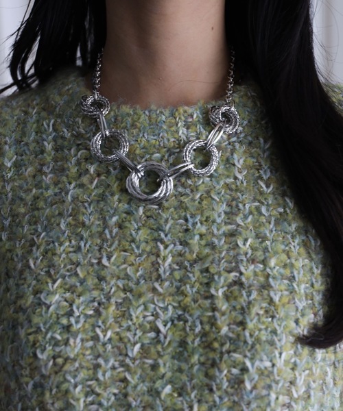 YENNA（イェンナ）の「【大人可愛いミックスニット】ミックスシャーリングビックニット（ニット/セーター・レディース・ベージュ/グリーン/ピンク/ブルー・FREE）」の22枚目の写真