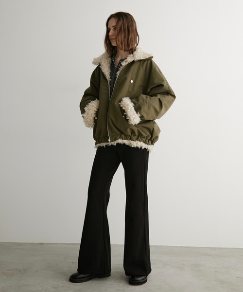 オールモストブラック 2way カーキ ブルゾン アウター サイズ2 新色追加 2Wayリバーシブル 両A面オーバーサイズワンポイントサークル