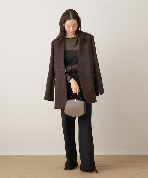 plage(プラージュ)の「sheer mesh b/n Tシャツ(Tシャツ/カットソー・レディース・ブラック/アイボリー/キャメル・FREE)」の7枚目の写真