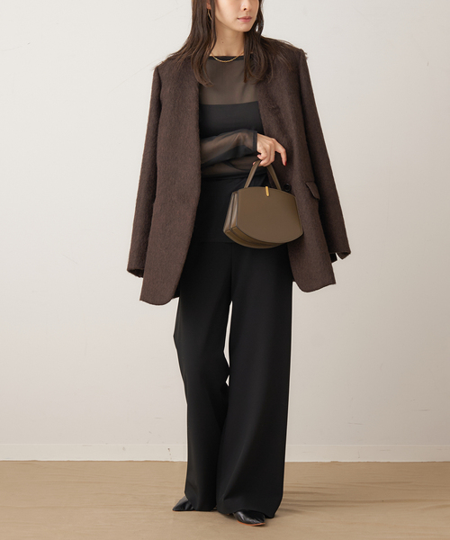 plage(プラージュ)の「sheer mesh b/n Tシャツ(Tシャツ/カットソー・レディース・ブラック/アイボリー/キャメル・FREE)」の8枚目の写真