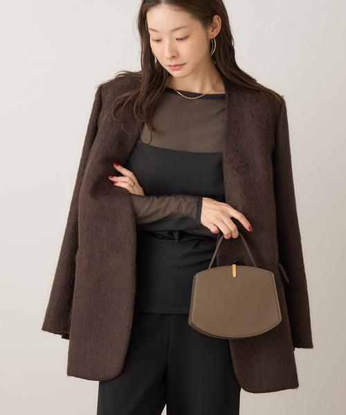 plage(プラージュ)の「sheer mesh b/n Tシャツ(Tシャツ/カットソー・レディース・ブラック/アイボリー/キャメル・FREE)」の10枚目の写真