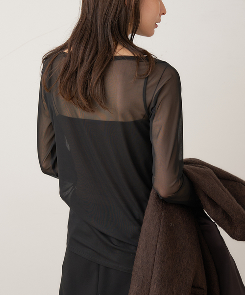 plage(プラージュ)の「sheer mesh b/n Tシャツ(Tシャツ/カットソー・レディース・ブラック/アイボリー/キャメル・FREE)」の13枚目の写真