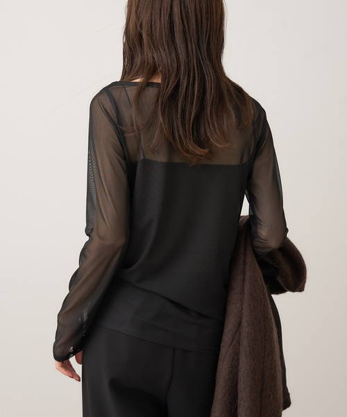 plage(プラージュ)の「sheer mesh b/n Tシャツ(Tシャツ/カットソー・レディース・ブラック/アイボリー/キャメル・FREE)」の14枚目の写真
