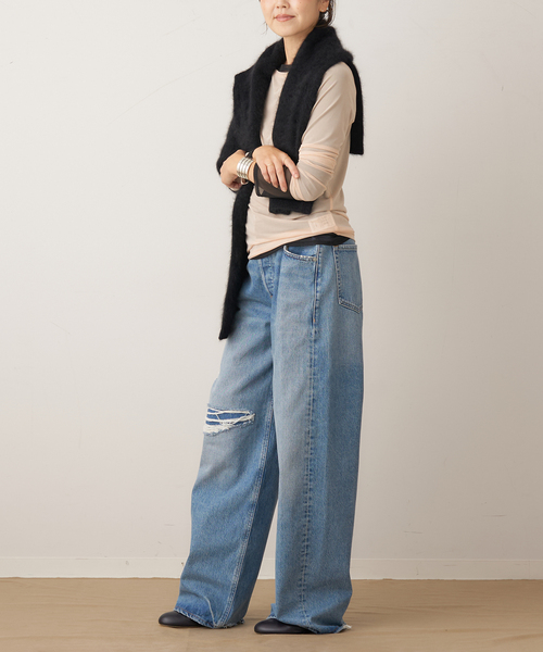 plage(プラージュ)の「sheer mesh b/n Tシャツ(Tシャツ/カットソー・レディース・ブラック/アイボリー/キャメル・FREE)」の16枚目の写真