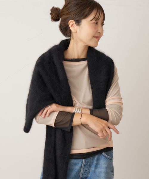 plage(プラージュ)の「sheer mesh b/n Tシャツ(Tシャツ/カットソー・レディース・ブラック/アイボリー/キャメル・FREE)」の19枚目の写真