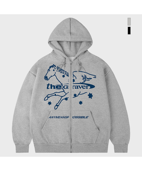 GRAVER（グレーバー）の「[ユニセックス]ユニコーンフードジップアップ_2カラー（パーカー・レディース・チャコールグレー/ブラック・MEDIUM/LARGE）」の2枚目の写真