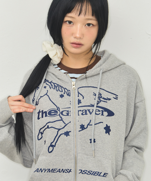 GRAVER（グレーバー）の「[ユニセックス]ユニコーンフードジップアップ_2カラー（パーカー・レディース・チャコールグレー/ブラック・MEDIUM/LARGE）」の3枚目の写真