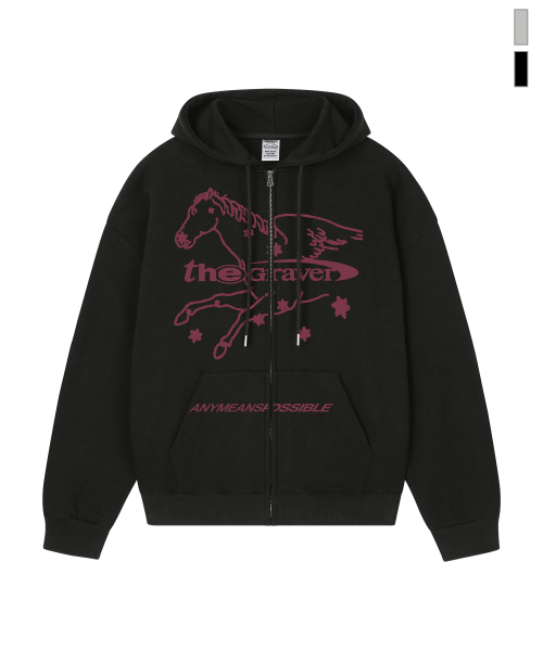 GRAVER（グレーバー）の「[ユニセックス]ユニコーンフードジップアップ_2カラー（パーカー・レディース・チャコールグレー/ブラック・MEDIUM/LARGE）」の4枚目の写真