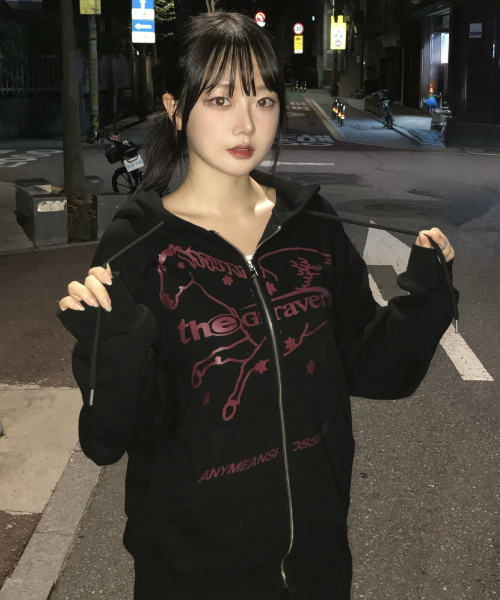 GRAVER（グレーバー）の「[ユニセックス]ユニコーンフードジップアップ_2カラー（パーカー・レディース・チャコールグレー/ブラック・MEDIUM/LARGE）」の6枚目の写真