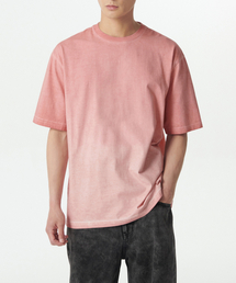 グラデーションリラックスクルーネックTシャツ[デザートピンク]