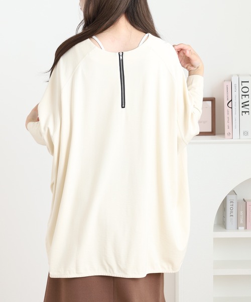 OMNES（オムネス）の「ポンチバックファスナー八分袖プルオーバー（Tシャツ/カットソー・レディース・アイボリー・FREE）」の4枚目の写真