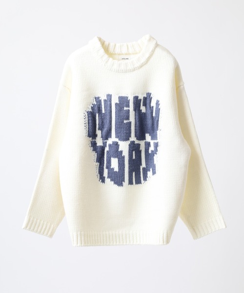 ATELANE(アテレーン)の「ATELANE ざっくりアソートニット/フラワー/フレンチブル/NEWYORK(ニット/セーター・メンズ・ブラック系3/ホワイト系1/ホワイト系2/ブラック系2/ブラック系1/ホワイト系3・L/M)」の11枚目の写真